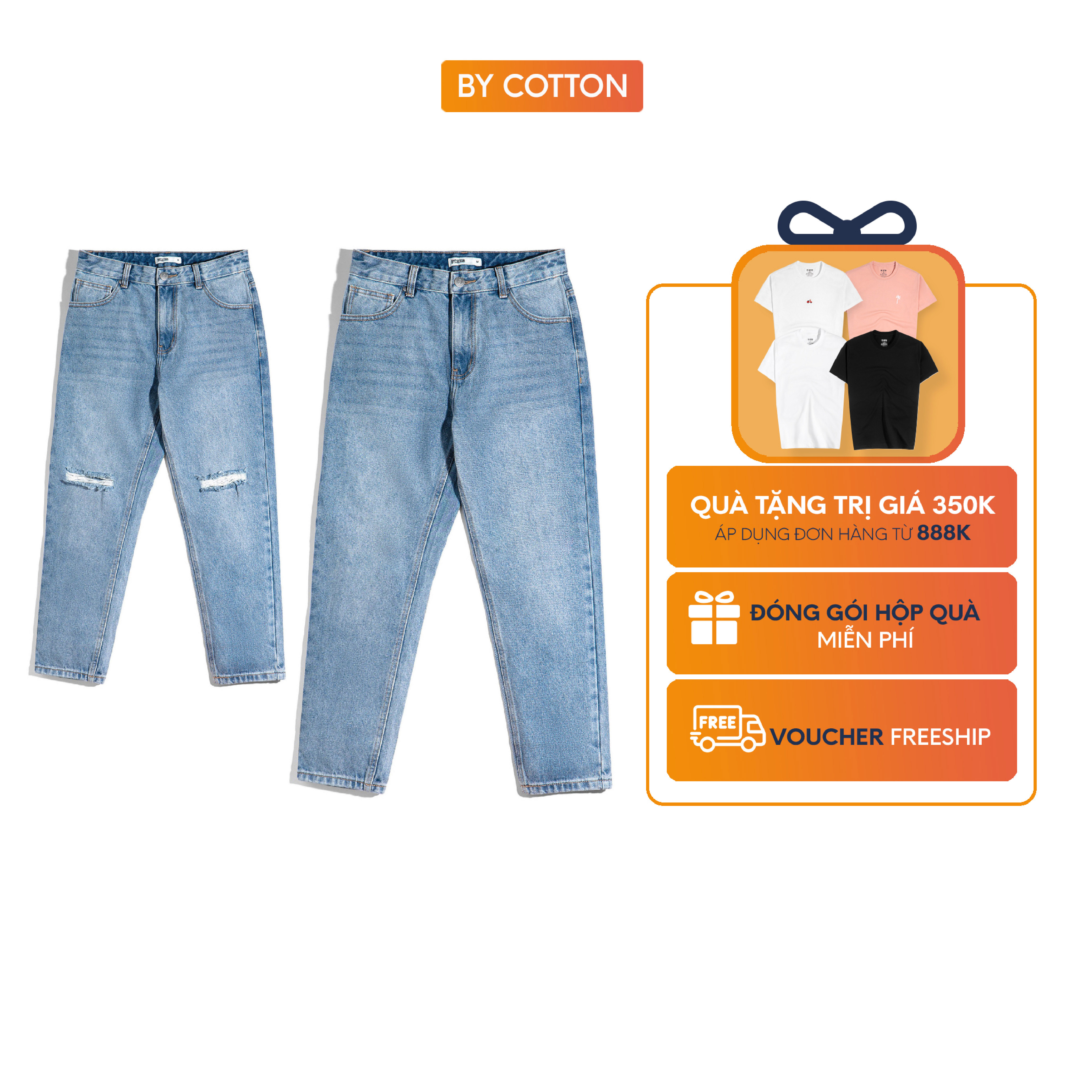 Quần jeans dài nam cao cấp regular xanh đậm by cotton
