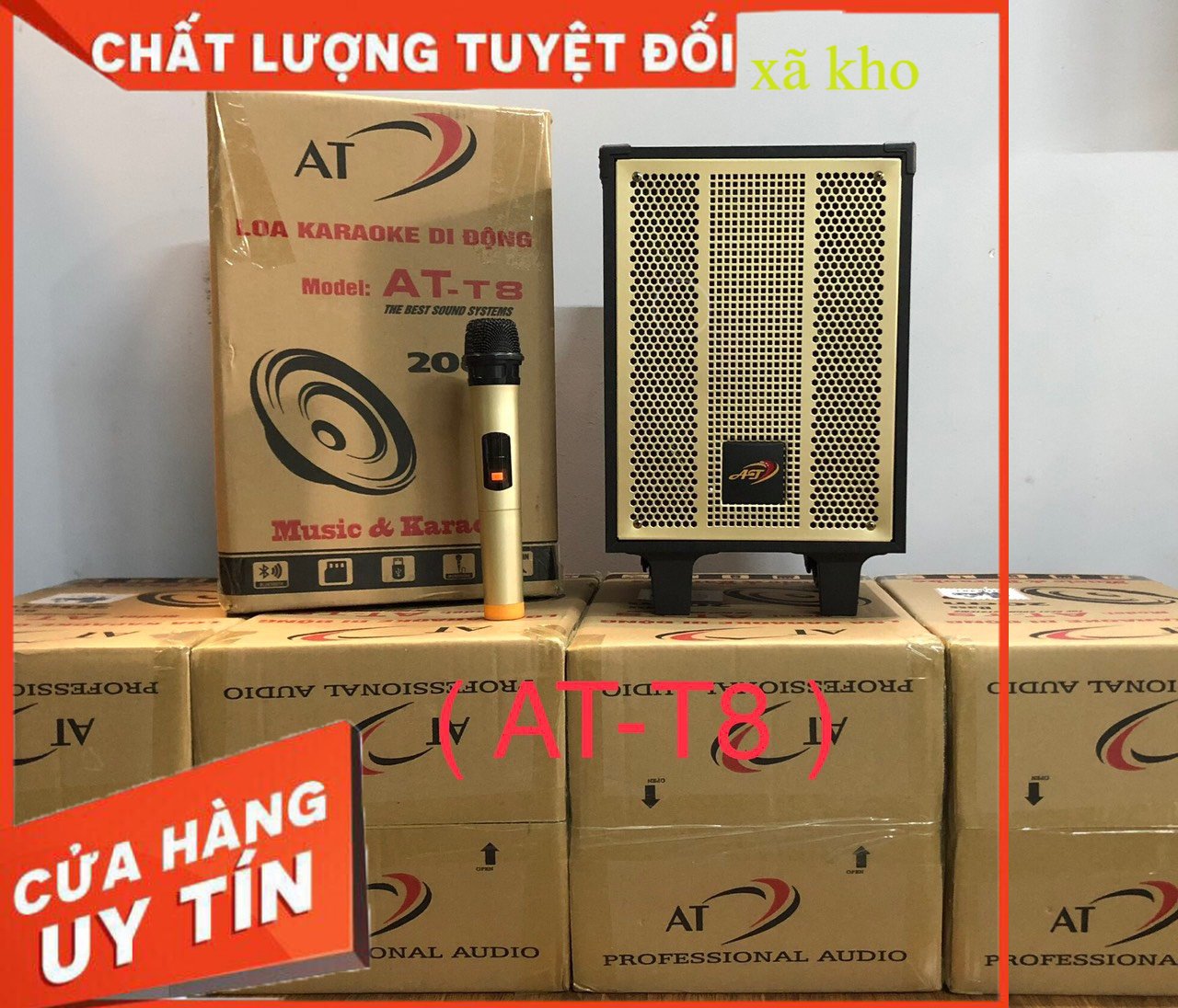 Loa kéo Kiomic Bluetooth AT T08 pro Pro - Tặng Mic không dây )1 thế giới xả kho