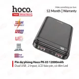 Pin sạc dự phòng Hoco PK-03 sạc nhanh 22.5W  , dung lượng 12000mAh tích hợp đèn Led