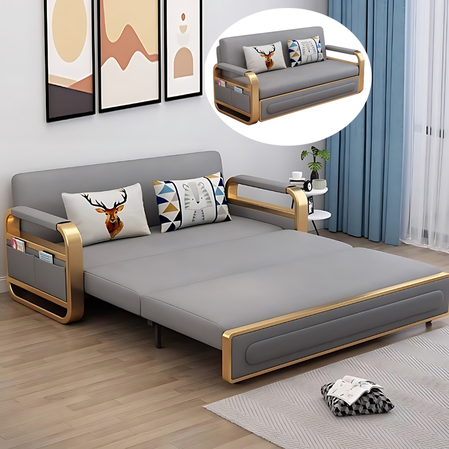 Sofa Giường Thông Minh B111 Khung Sơn Tĩnh Điện Siêu Bền Tay Vàng Sang Trọng Kích Thước 190x190cm