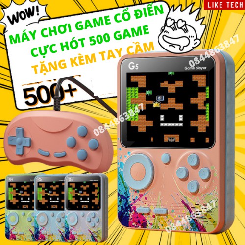 Máy Chơi Game Cầm Tay 4 Nút Intendo Cổ Điển Tích Hợp 500 Game Tặng Kèm Tay Cầm 2 Người Chơi Kết Nối Tivi
