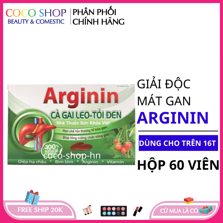 Viên uống bổ gan cà gai leo giải đôc gan Arginin hộp 60 viên tăng cường chức năng gan Giai doc gan Mat gan bo than Mát gan thải độc Bổ gan cà gai leo Bổ thận mát gan