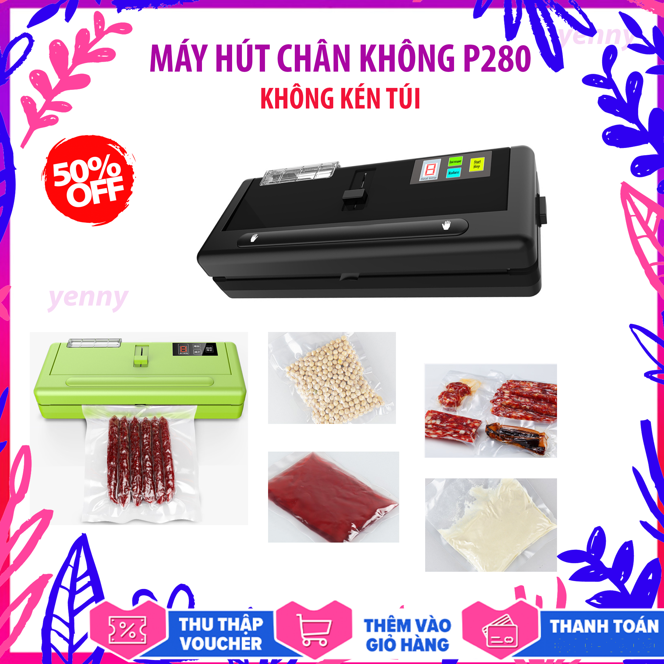 Máy hút chân không không kén túi Shineye P280, hướng dẫn sử dụng máy hút chân không - vacuum packaging machine - Máy Hàn Miệng Túi - COMBO MÁY HÚT CHÂN KHÔNG - Lực hút mạnh hút sạch không khí và cả thực phẩm có nước, Mối hàn kín tự động