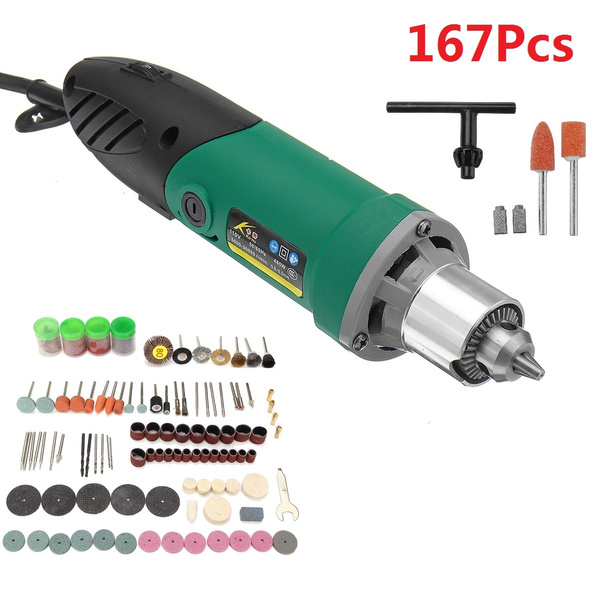 Máy khoan mài điêu khắc mài khuôn trục 6.5mm công suất 450W + Bộ phụ kiện 161 chi tiết