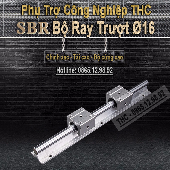 Thanh Ray Trượt Tròn Có Đế SBR16 (1 Thanh Ray Ø16 + 2 Con Trượt) Ray Trượt Bi Chịu Tải Cao Trượt Trơn Êm Chính Xác