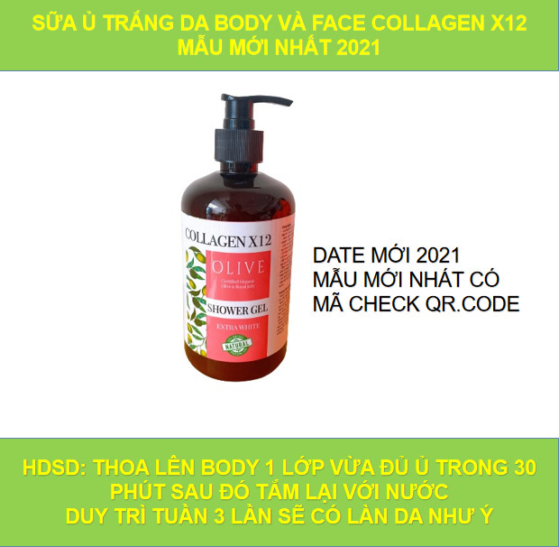 sữa tắm truyền trắng collagen x12 trắng da gấp 12 lần loại thông thường mẫu mới có check qrcode chai 500ml - tuyển sỉ độc quyền