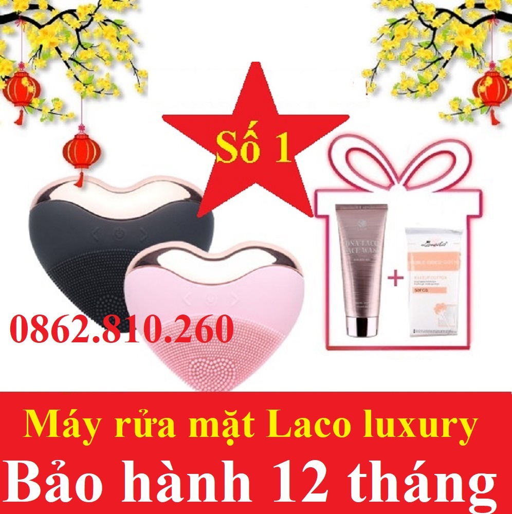 Máy rửa mặt laco luxury, bảo hành 12 tháng, và sữa rửa mặt cá hồi dna laco face wash