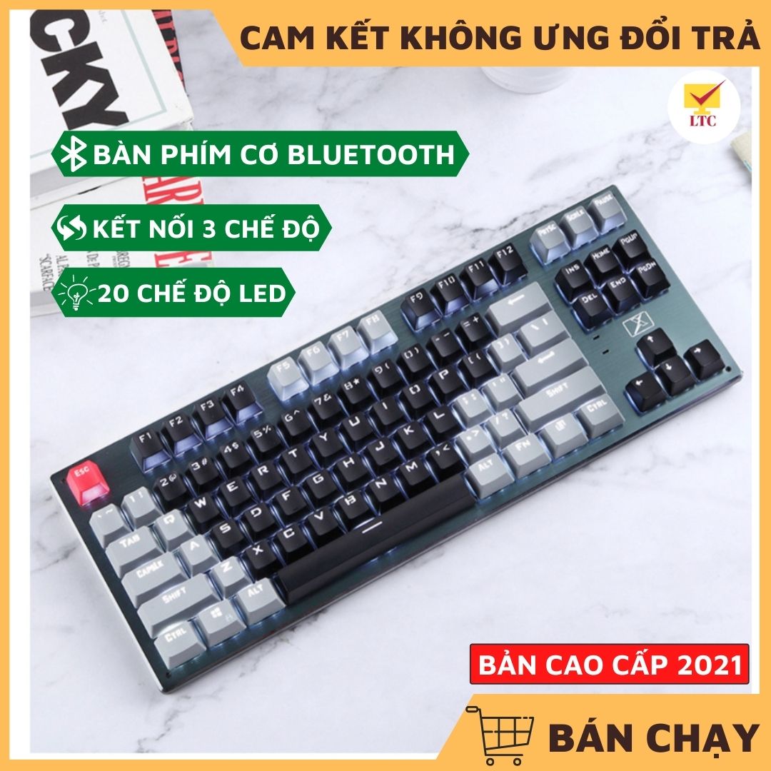 Bàn phím cơ bluetooth gaming K950 có 20 chế độ nháy LED cực đẹp, gõ phím cực thích, 3 kiểu kết nối tiện lợi, sử dụng pin sạc tương thích với máy tính, laptop, tivi, ipad
