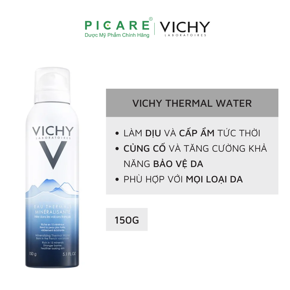 [GIẢM 20K ĐƠN 399K] Vichy Xịt khoáng dưỡng da Mineralizing Thermal Water 150ml