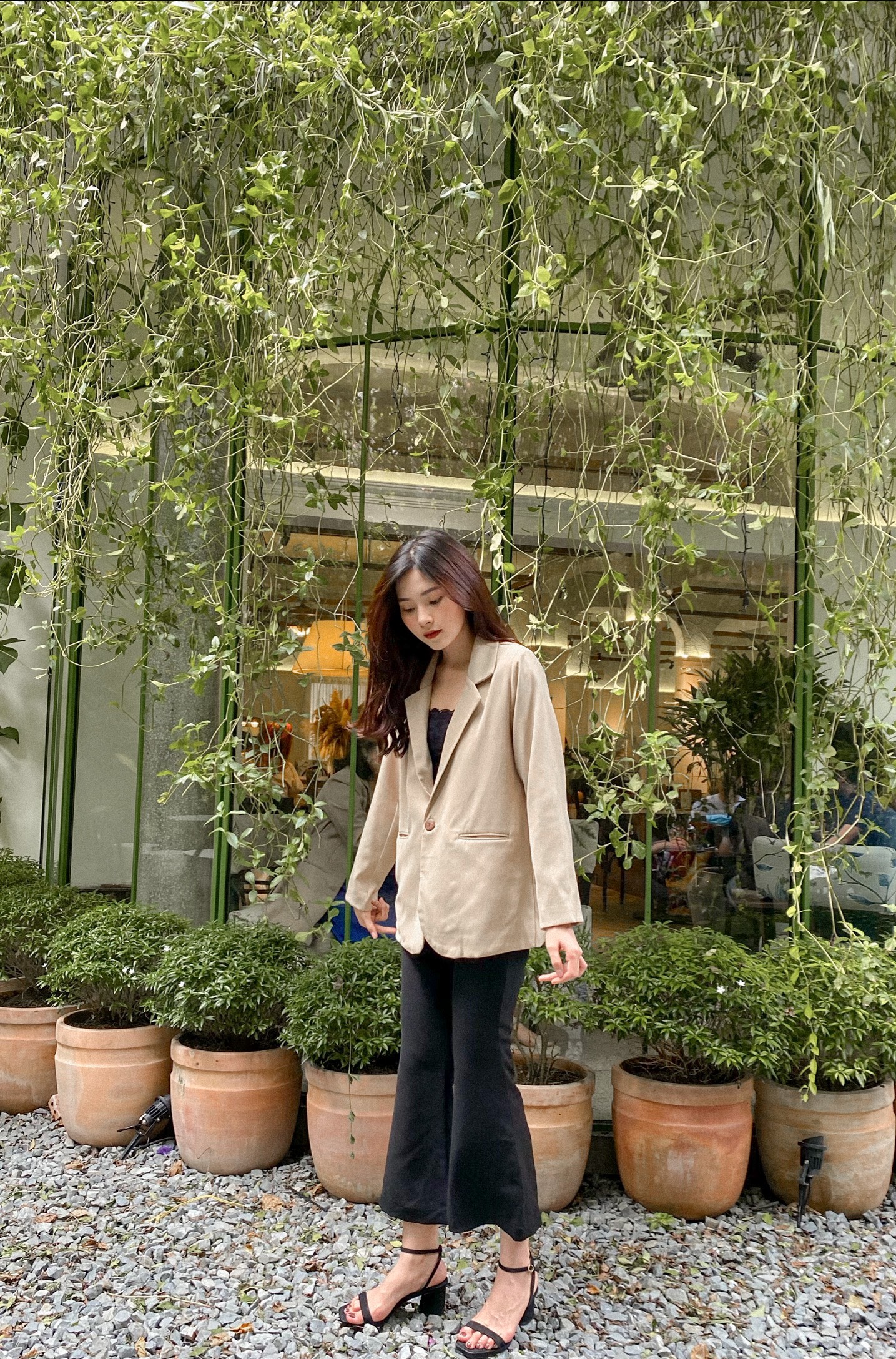 Yu cherry | áo khoác nữ kiểu cơ bản basic blazer ii ya401