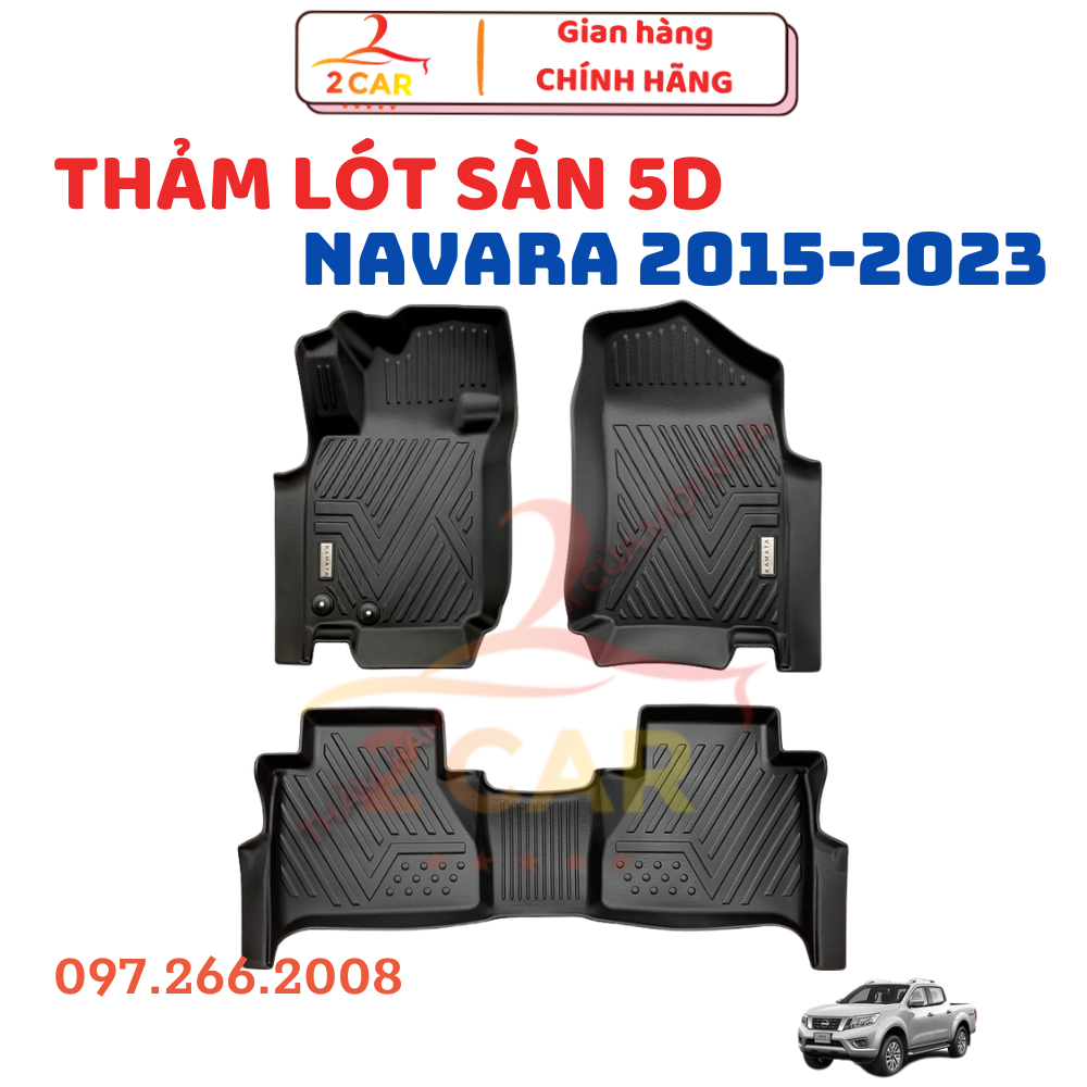 Thảm sàn nhựa TPE 5D đúc nguyên khối Nissan Navara 2015-2016-2017-2018-2019-2020-2021-2022-2023-2024