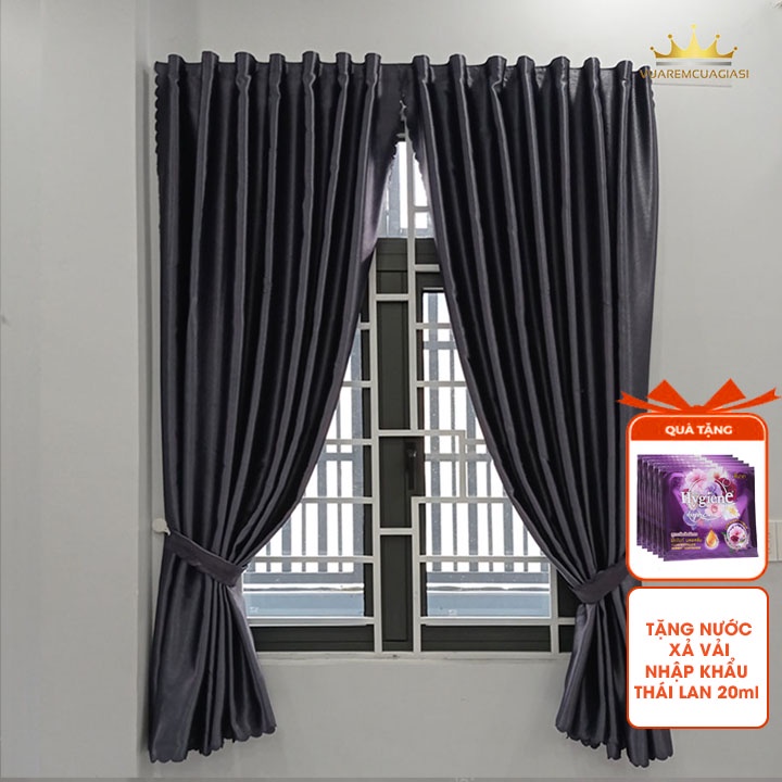 Rèm cửa dán tường, rèm cửa sổ màu đen huyền bí 1 lớp vải không khoan đục VIP26 Vuaremgiasi