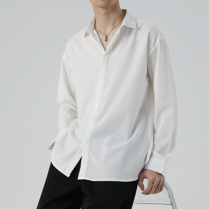 Áo sơ mi nam form rộng dài tay hàn quốc lụa mát giấu cúc đẹp xám xanh trắng đen MEMOTOP MM03 - VIDEO SP THẬT TẠI SHOP