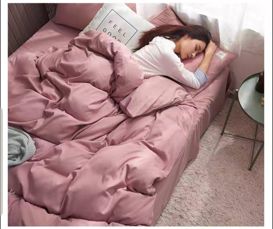 Bộ Chăn Ga Gối Cotton Tici màu hồng tím