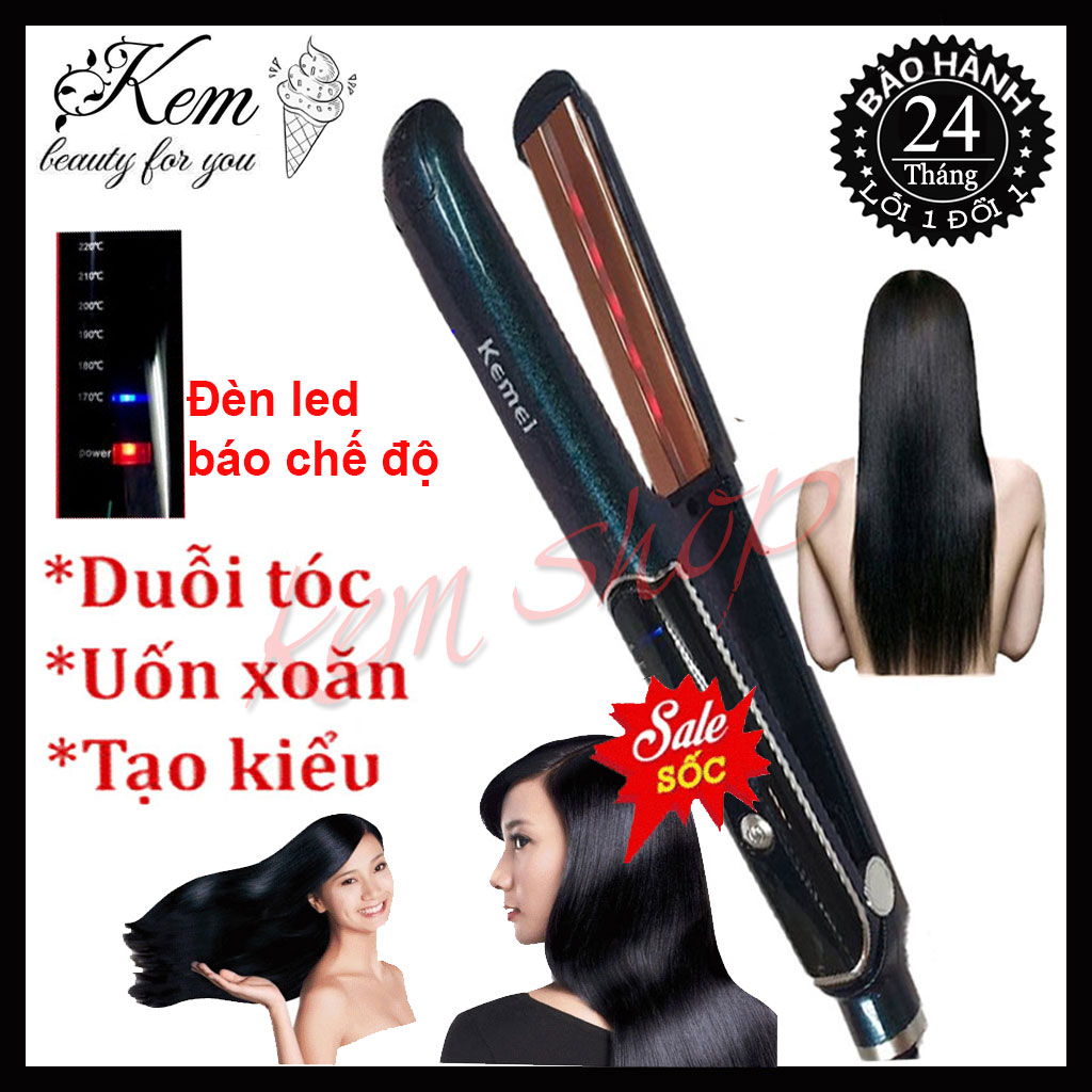[HÓT NHẤT] Máy duỗi tóc uốn tóc là tóc ép tóc kẹp tóc mini cầm tay Kemei 460 làm nóng nhanh nhỏ gọn tiện lợi thoải mái tạo kiểu tóc