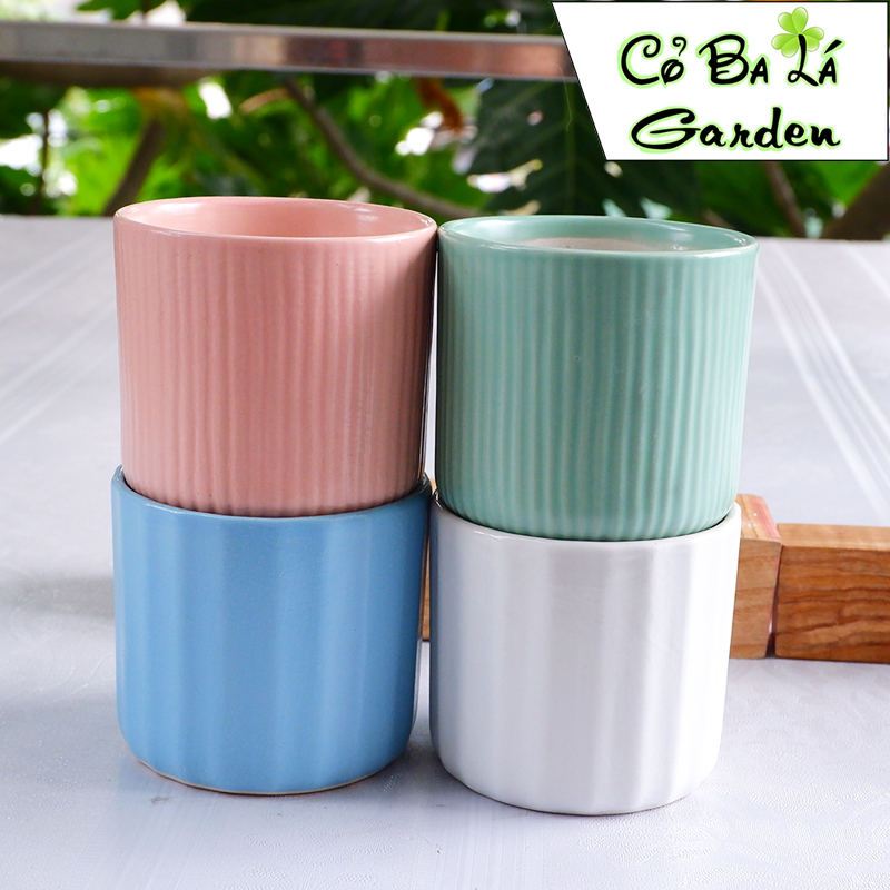 Chậu sứ bát tràng hình trụ