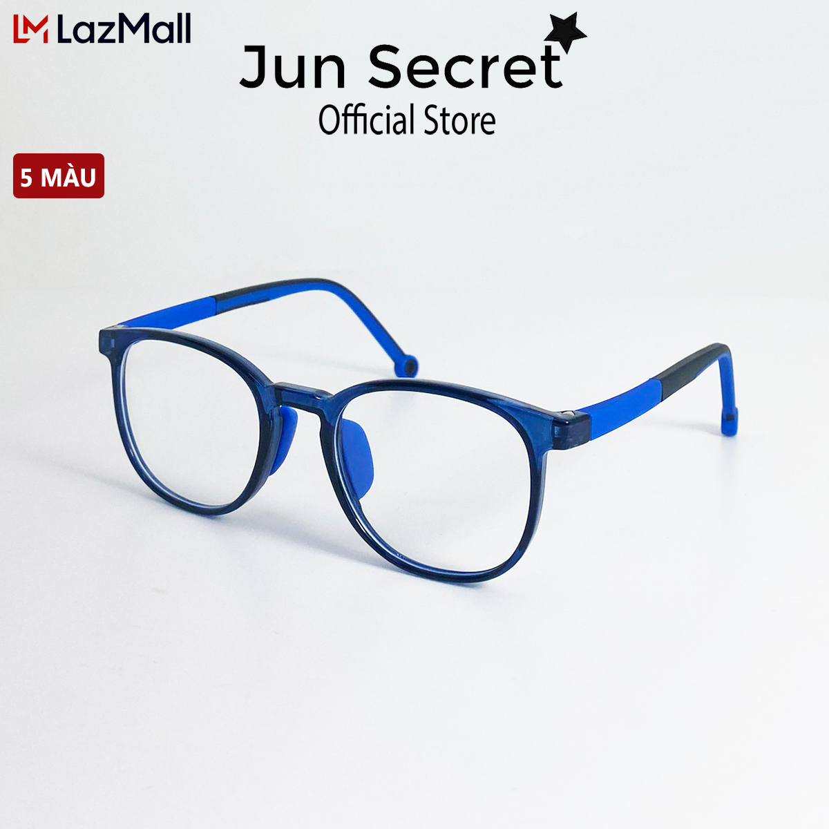 Kính trẻ em Jun Secret gọng silicon mềm chống bụi, chống tia uv, có thể thay tròng cận dành cho bé từ 3-9 tuổi JS2233