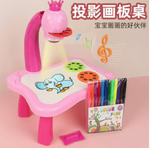 Bàn vẽ có đèn, nhạc chiếu thông minh cho bé tập học vẽ