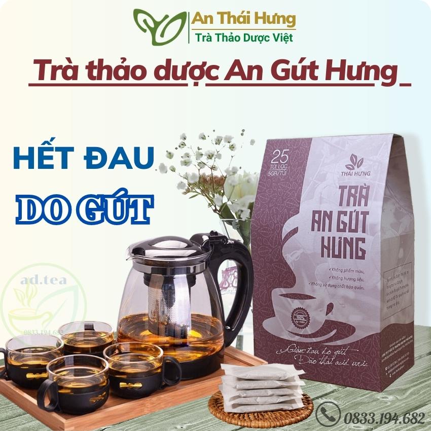 Trà An Gút Hưng đào thải Acid Uric giảm đau do gút, trà túi lọc thảo dược hết đau lưng mỏi gối tê buồn tay chân - hộp 25 túi lọc 125g