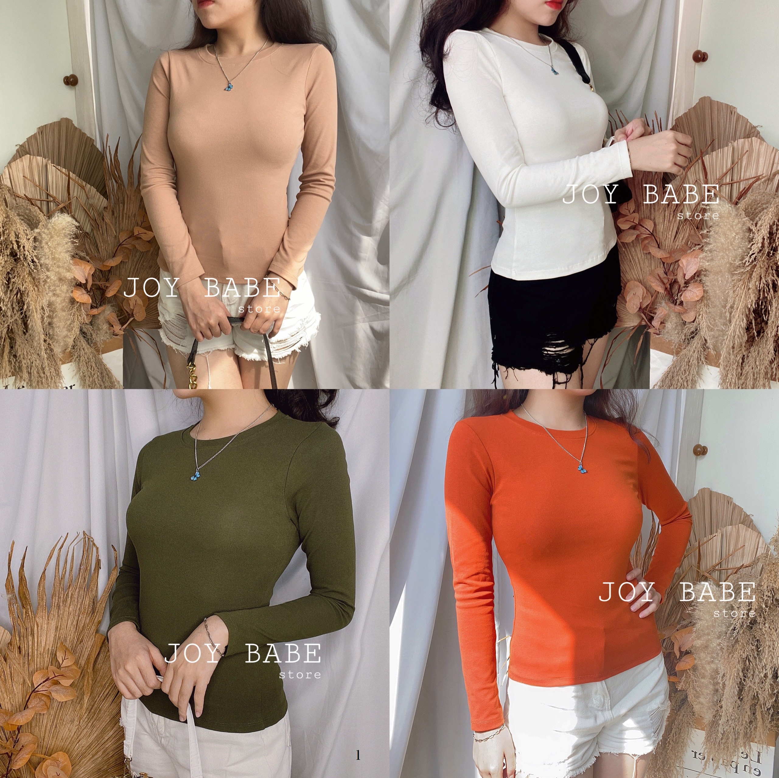 [HCM]Áo thun tay dài nữ basic Joy Clothing🌼 thun nhập ôm form tôn dáng🍂 áo phông nữ dài tay cổ tròn trắng đen thu đông ATOD 1 -3E