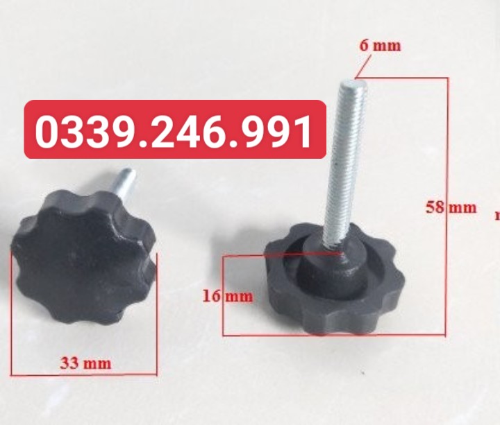 Chân tăng chỉnh M6x42mm, núm vặn, tăng chỉnh chiều cao, tăng đơ sắt hộp