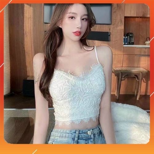 [MIỄN SHIP] Áo 2 dây ren cao cấp, bra ren 2 dây mút ngực sẵn dáng croptop