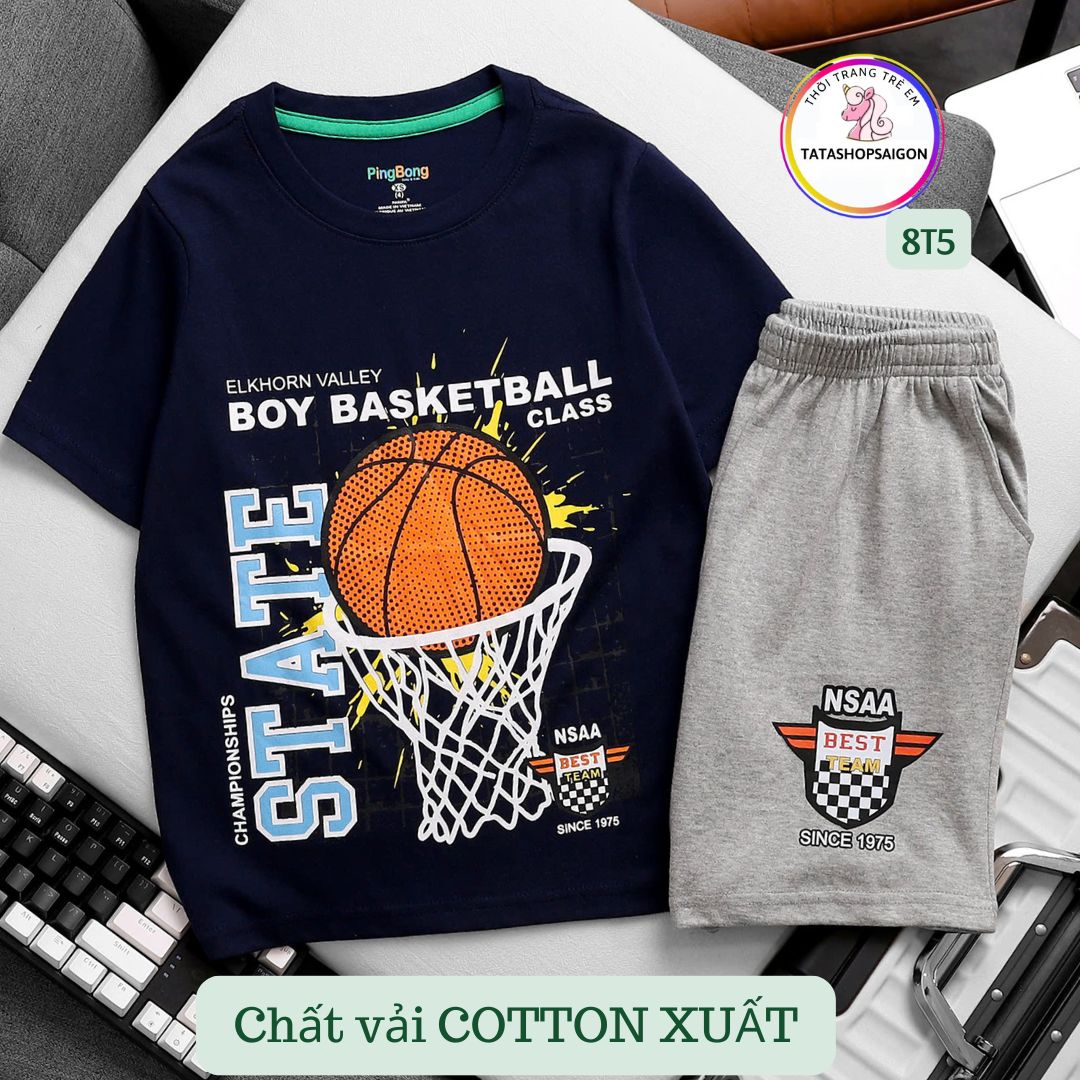22 đến 50kg - Bộ đồ áo cộc tay quần đùi cho bé trai thun cotton xuất VNXK mềm mát 088
