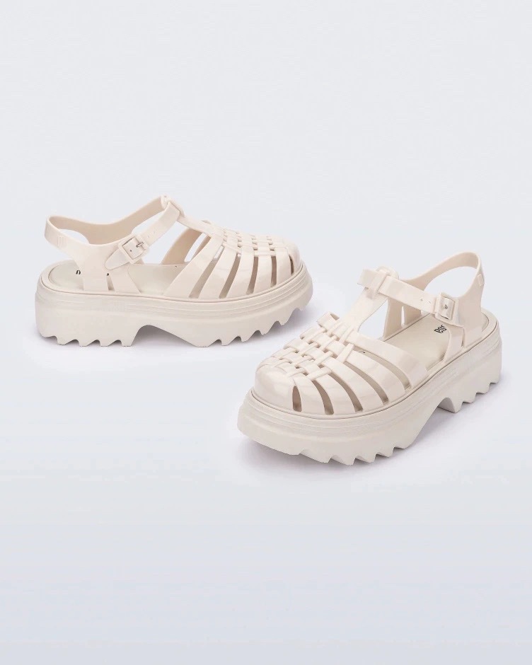Giày cao gót đế xuồng Melisa Muffin, giày jelly, sandal hở mũi dệt kim - 5