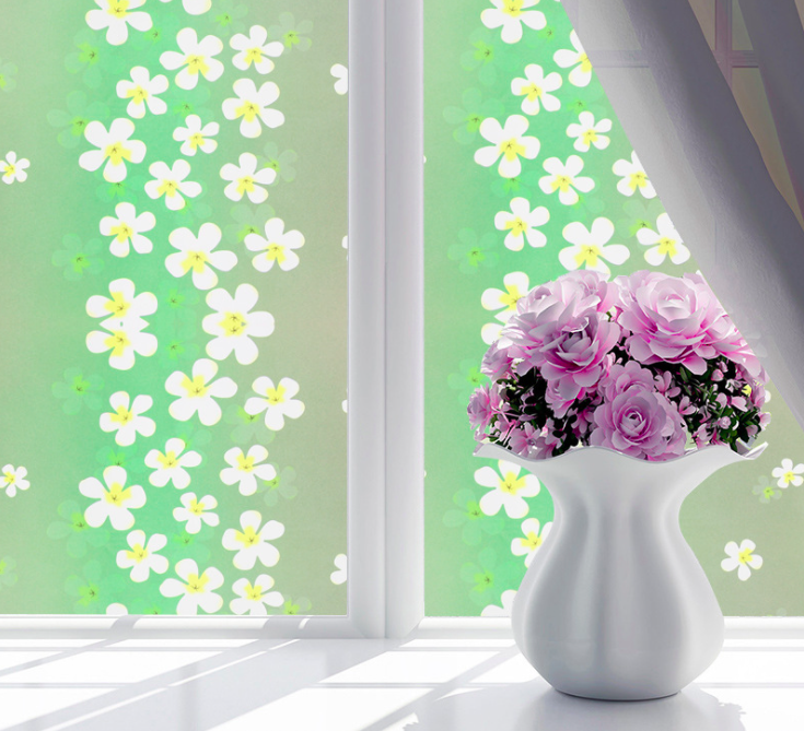 Combo 3 mét Decal dán kính có keo sẵn khổ rộng 45cm dải hoa xanh