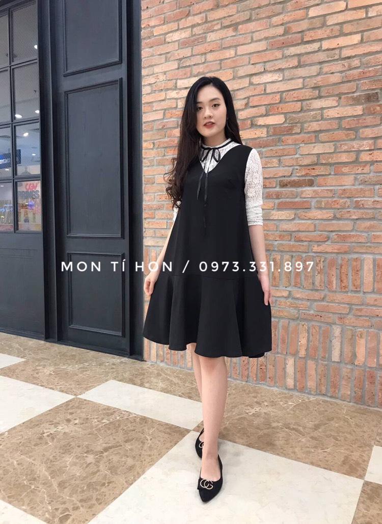 Váy Bầu công sở đen phối ren V106