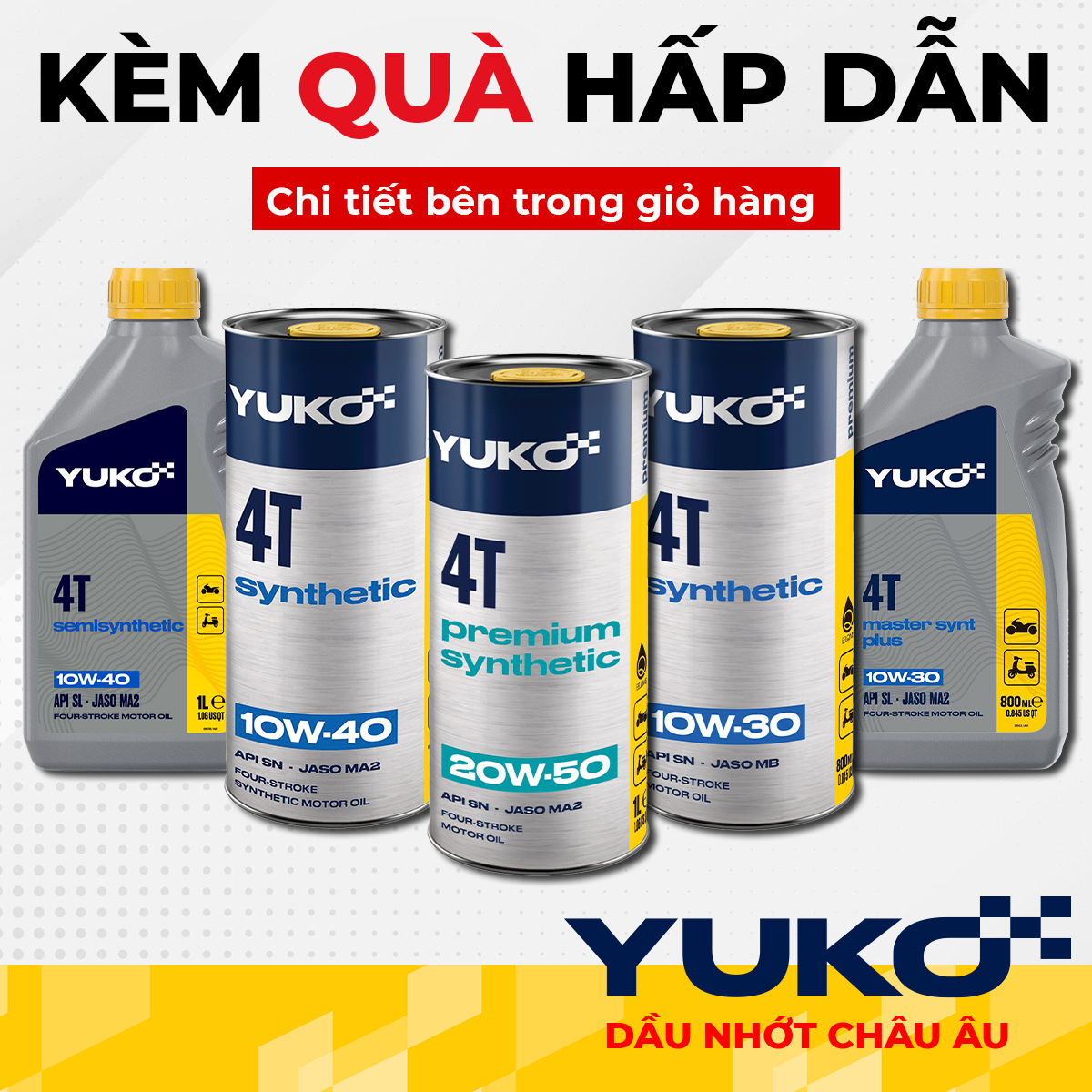 CÓ QUÀ - Dầu nhớt châu Âu Yuko 10W30/ YUKO 10W40/ YUKO 20W50 API SN - Dầu nhớt xe máy