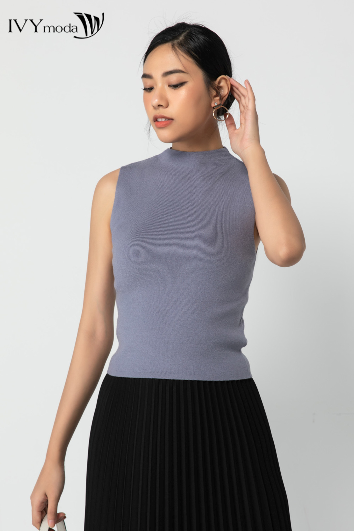 Áo len nữ dáng ôm sát nách ivy moda ms 56b8052
