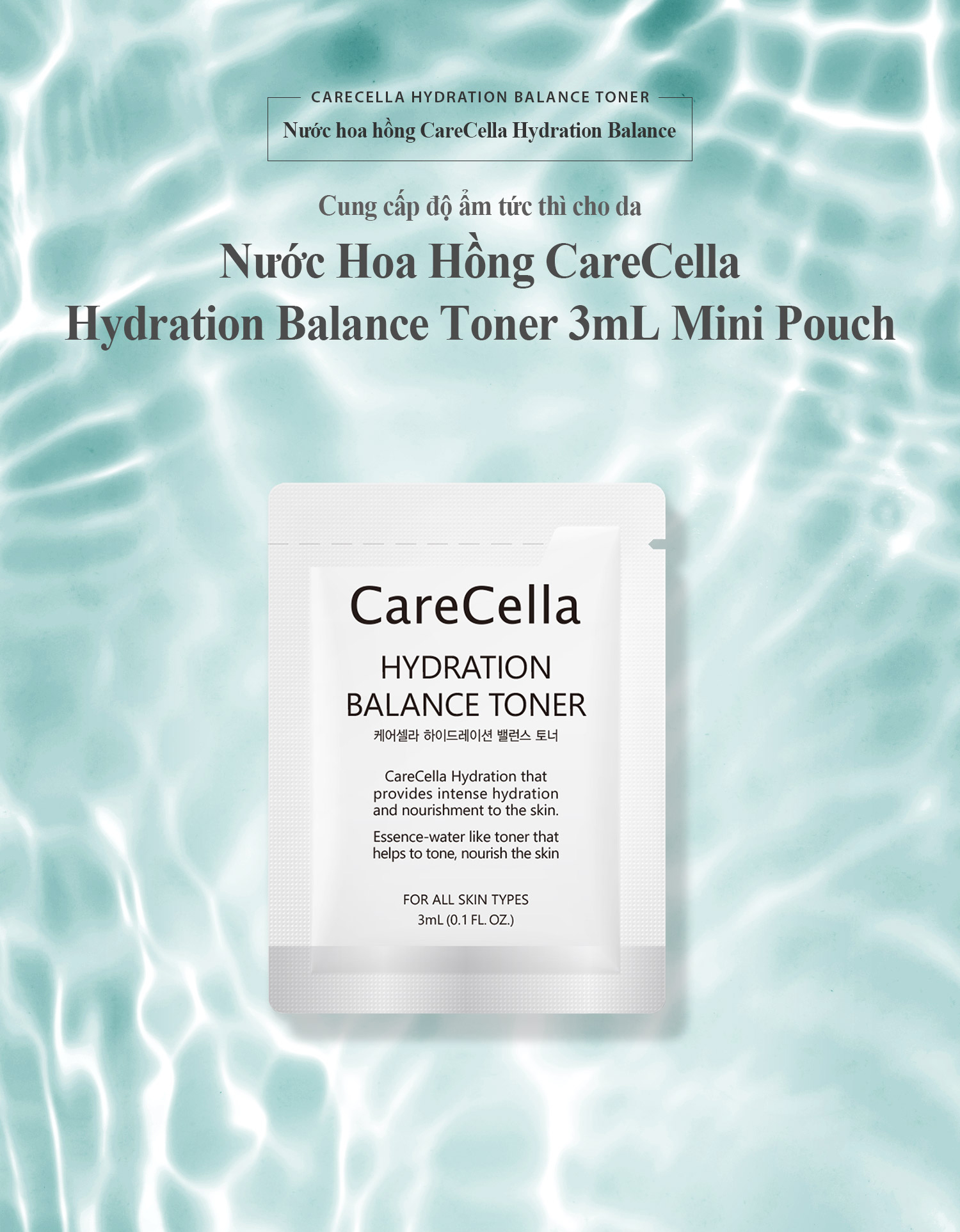 Nước Hoa Hồng CareCella Hydration Balance Toner 3mL Mini Pouch (5 gói)