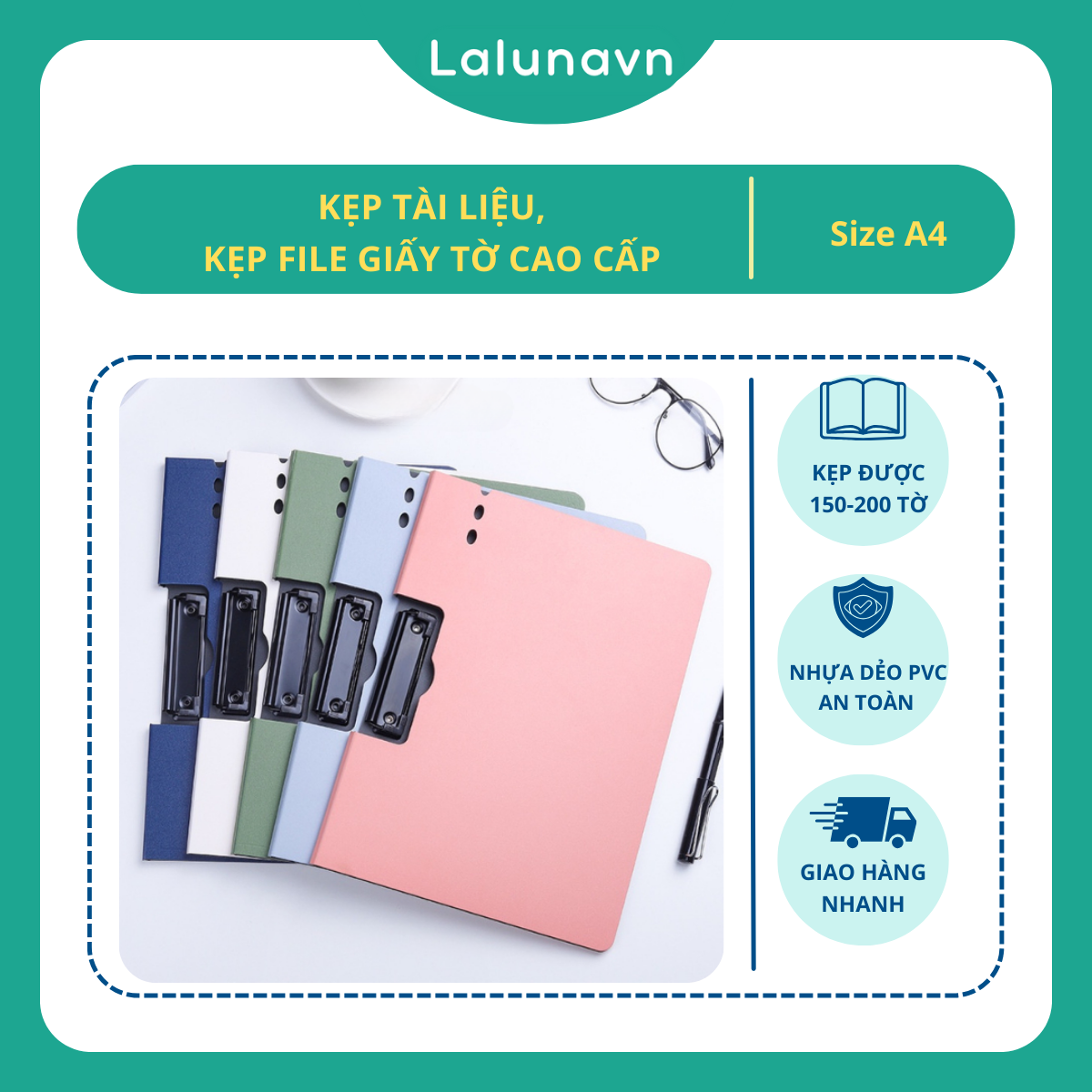 Kẹp tài liệu văn phòng bảng kẹp file giấy tờ cao cấp khổ A4