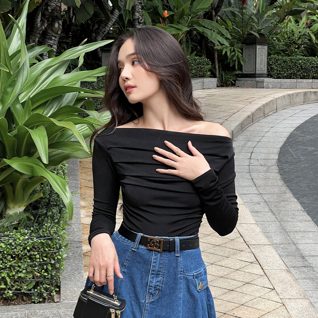 Áo thun nữ kiểu trễ vai phong cách kaylin - n1869