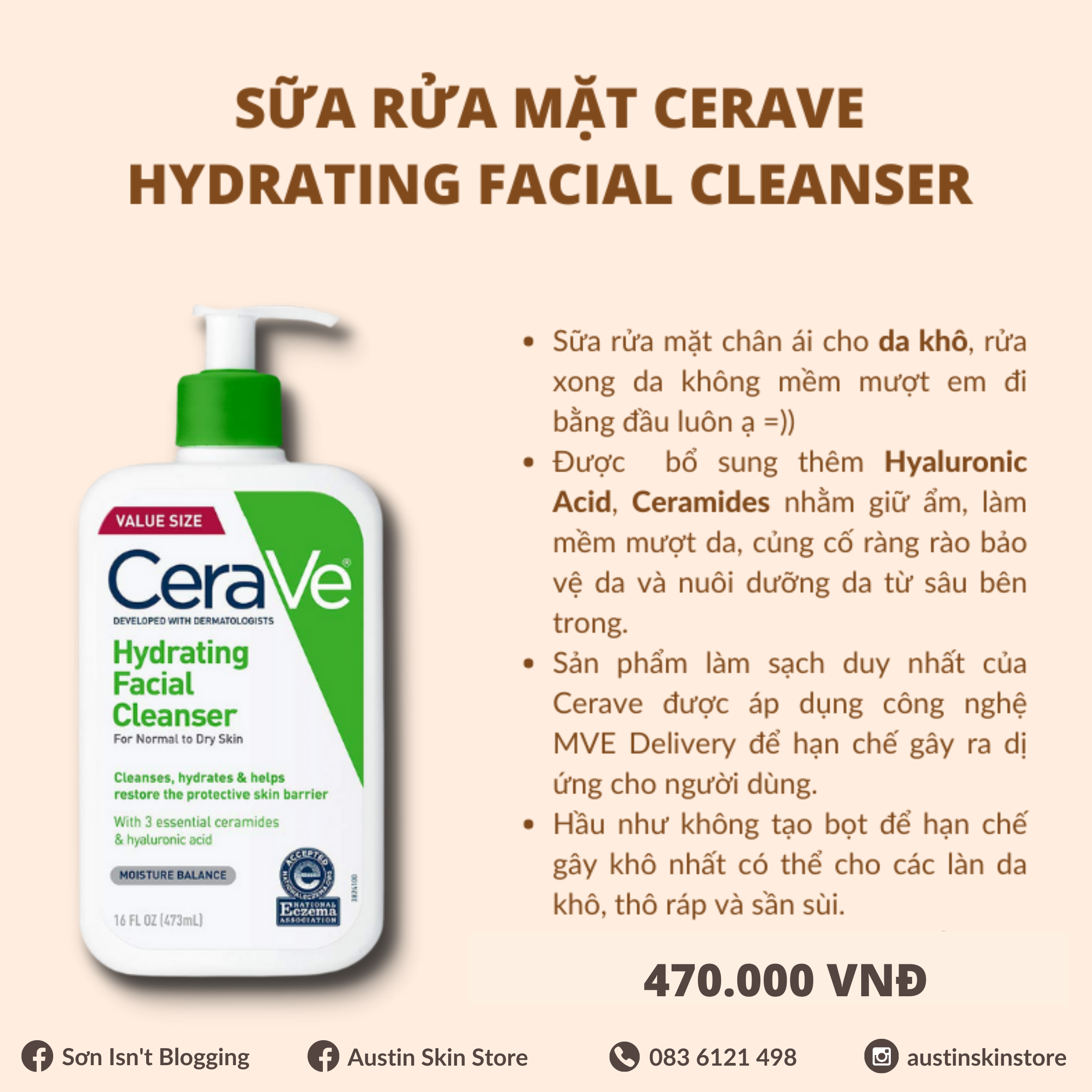 Sữa Rửa Mặt CeraVe Hydrating Facial Cleanser 236ml