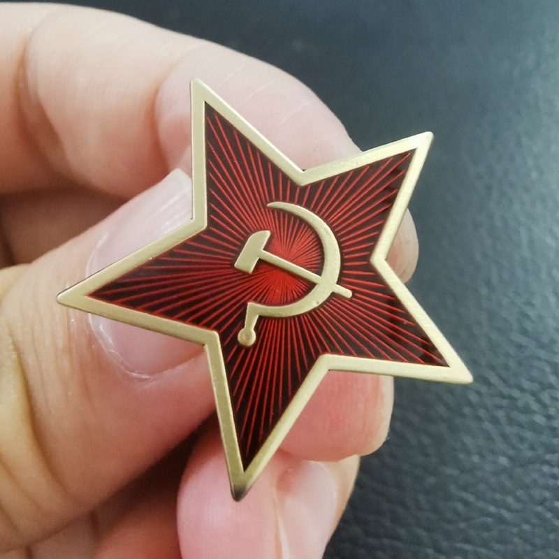 Nga xô viết ngôi sao đỏ búa liềm men pin chủ nghĩa cộng sản quốc huy thổ cẩm hoàn hảo áo khoác hoặc nón phụ kiện