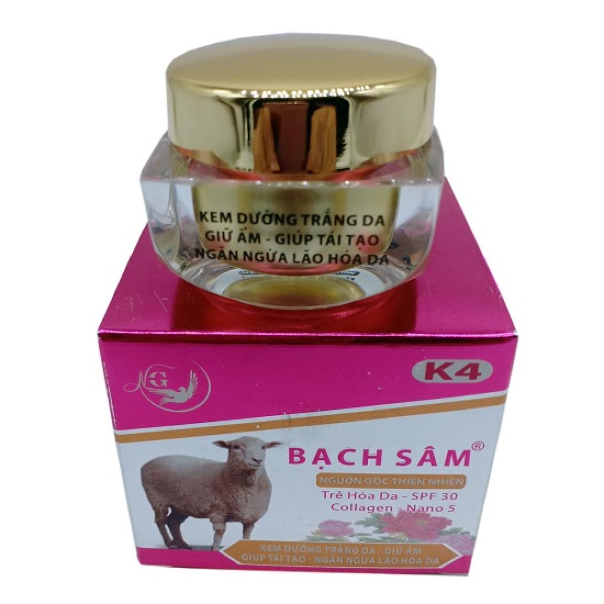 [HCM]Kem dưỡng trắng da Bạch Sâm K4 (18g) chăm sóc da giữ ẩm và chống lão hóa tái tạo dacho bạn làn da trắng mịn như tắm trắng tại nhà chỉ sau một thời gian ngắn