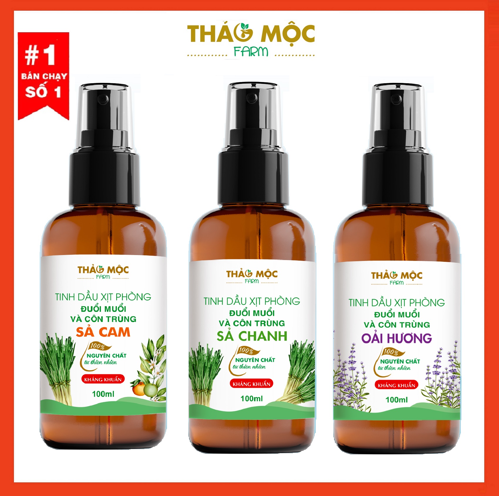  Bình Xịt Phòng 100ml Tinh Dầu Sả Chanh Bạc Hà Quế hoa nhài Oải Hương Cam ngọt Bưởi Quýt Lài...đuổi muỗi khử khuẩn thơm phòng thư giản 