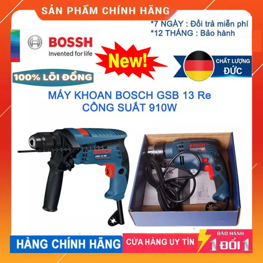 Máy khoan tường cầm tay bos 13re - công suất 910w - máy khoan búa đảo chiều - máy khoan tường 13mm - bảo hành 12 tháng