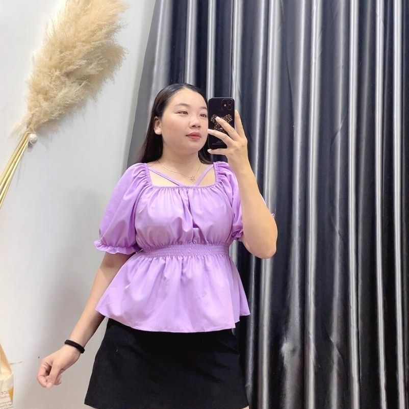 Áo kiểu nhún bo peplum bigsize nữ hách eo tay bo từ 58-95kg at13