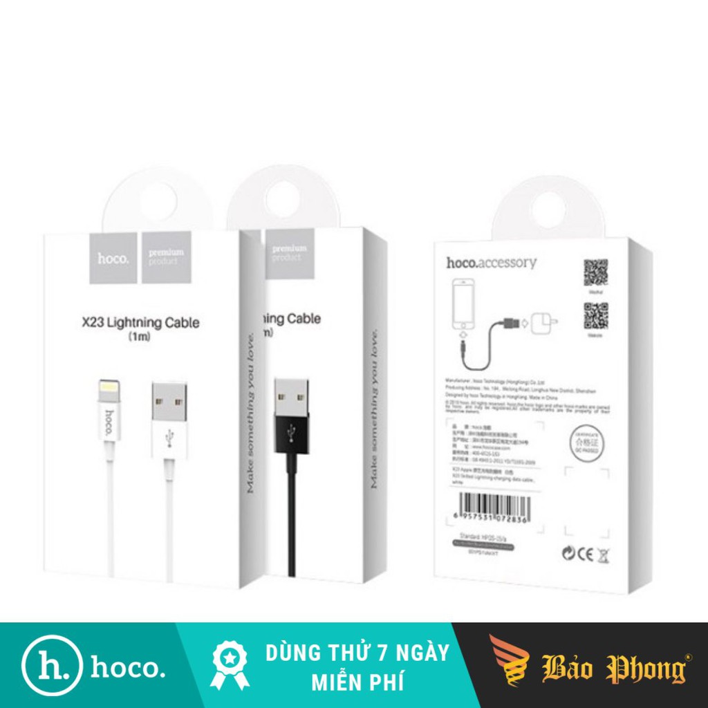 Cáp sạc iphone / ipad hoco x23 usb to lightning dài 1m