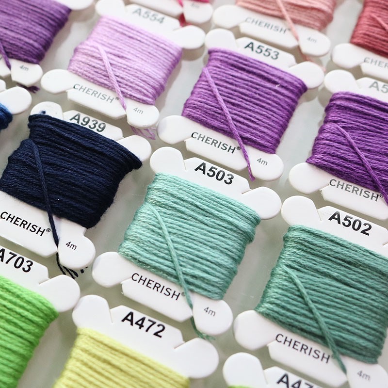 Set chỉ thêu cotton hãng Cherish 80 màu đủ tone