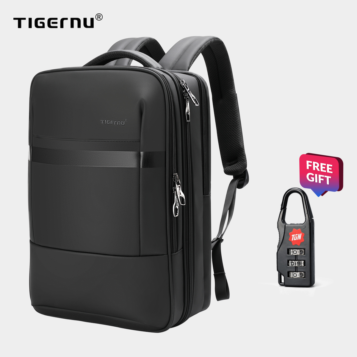 【Mới Chống Trộm Tigernu 3982 15.6Inch Ba Lô Máy Tính Xách Tay Nam Thời Trang Ba Lô Du Lịch Chống Nước TPU Nam Ba Lô Đi Học Cho Túi Hành Lý Nam