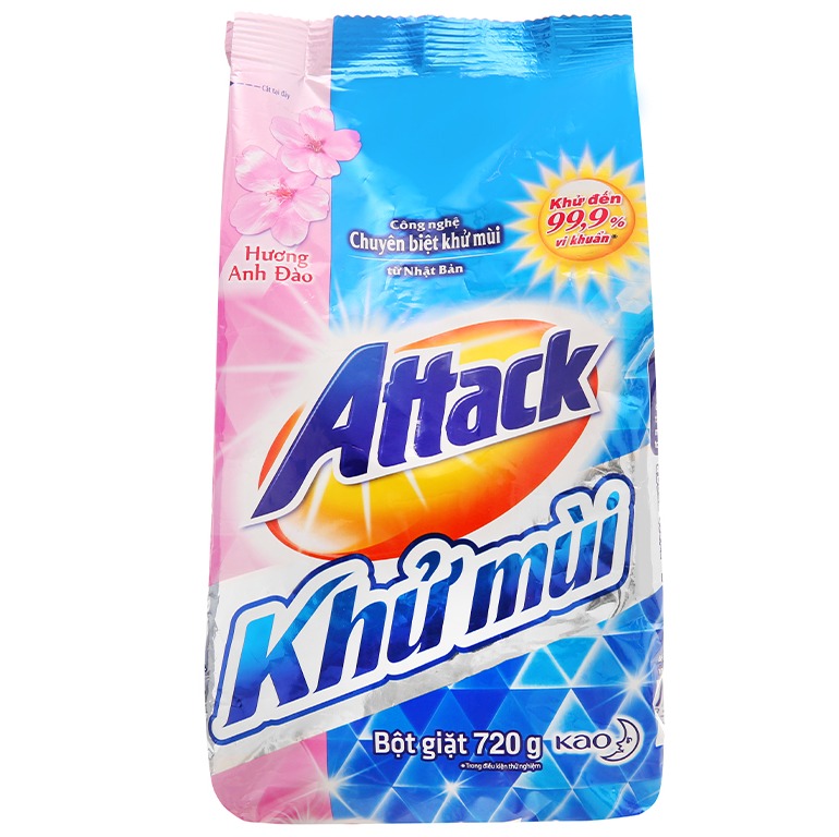 Bột giặt Attack khử mùi hương anh đào 720g