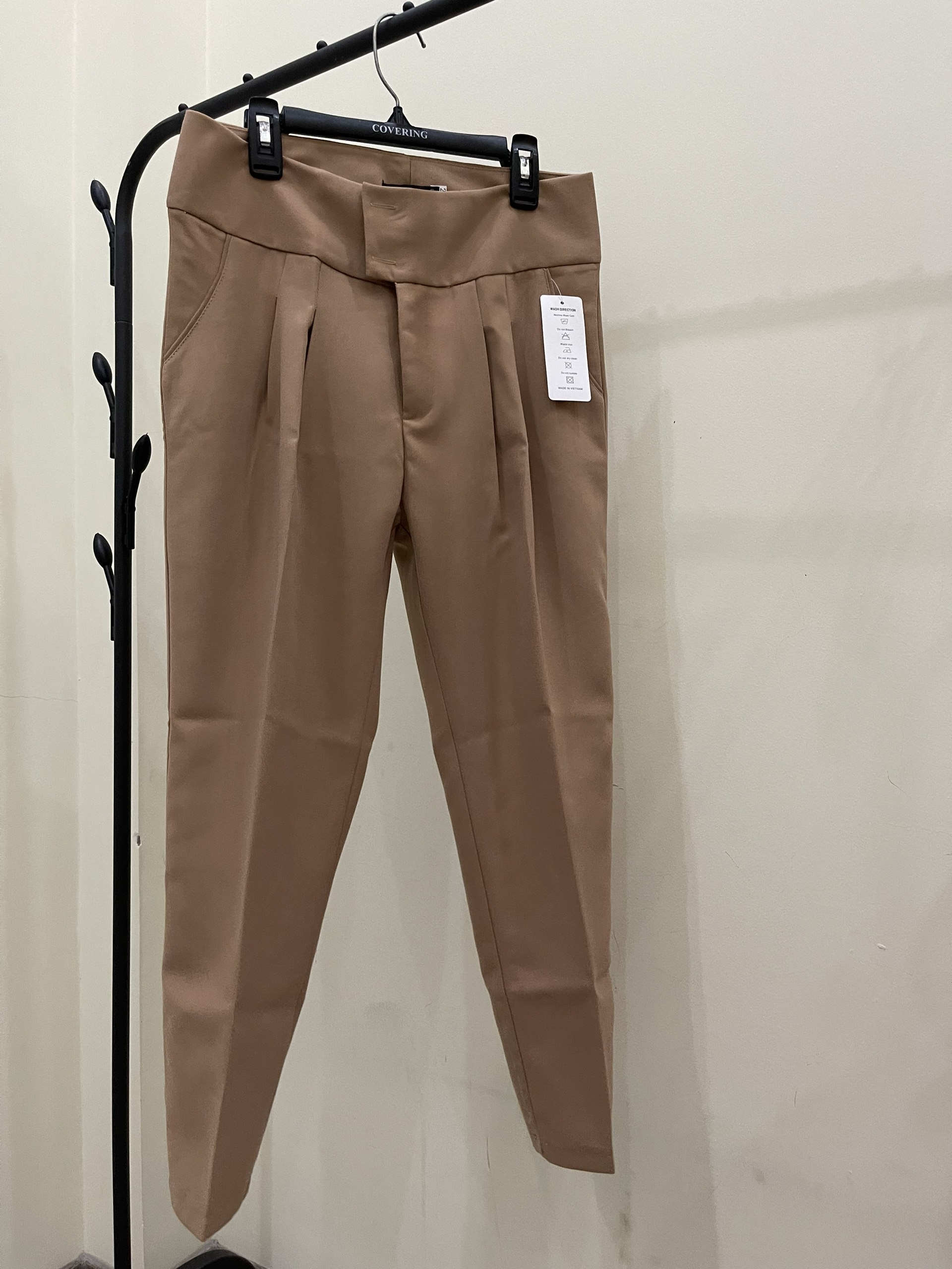 Quần tây nữ baggy 9 tấc màu nâu nhạt