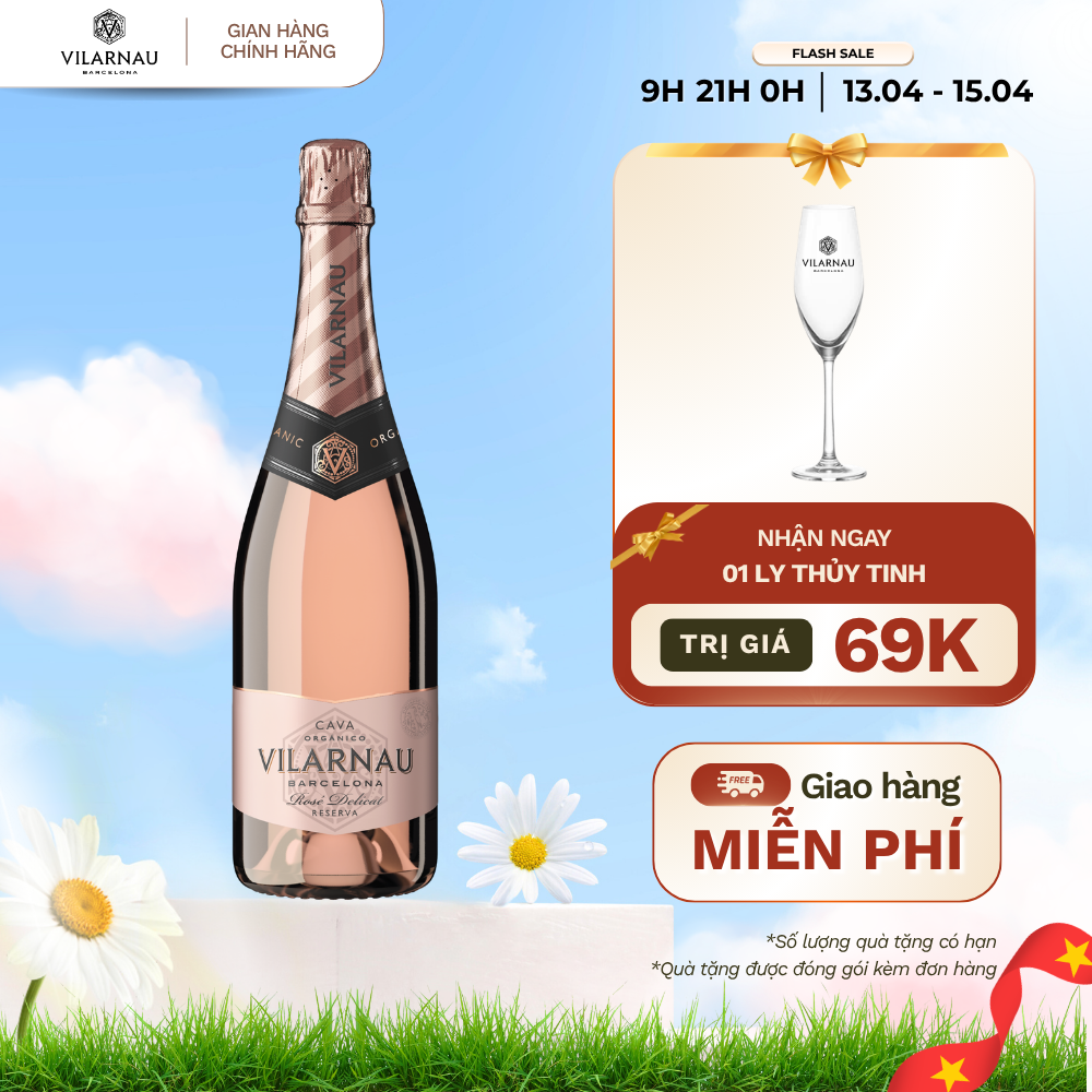 Rượu vang sủi VILARNAU Rosé Delicat Nồng Độ Alc 12% 750ml [Cava - Barcelona]