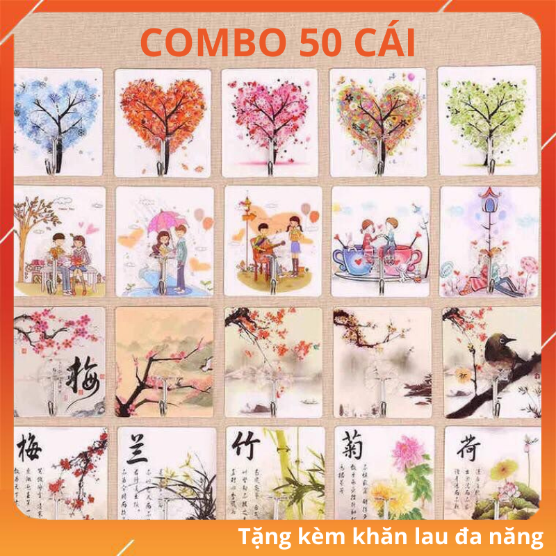 [Combo 50 Cái] Móc Dán Tường Chịu Lực 3D Siêu Dính, Siêu Chắc Siêu Bền