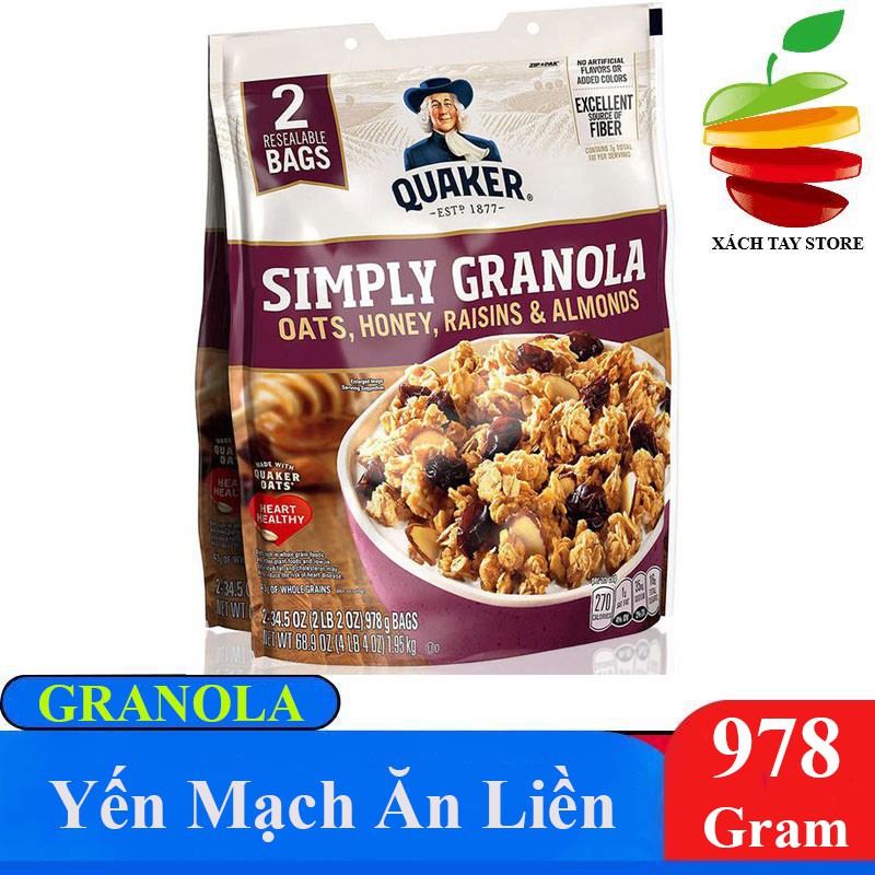 Yến mạch ăn liền quaker granola - 978gr