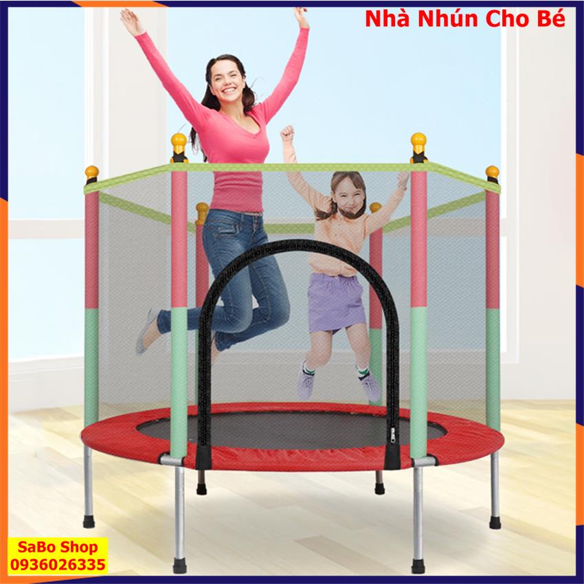 Nhà nhún lò xo lục giác có lan can, Nhà banh cho bé, Quây cũi kiêm nhà bóng